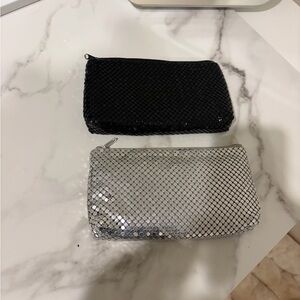 Elegant Black and Silver Sequin Clutch Set